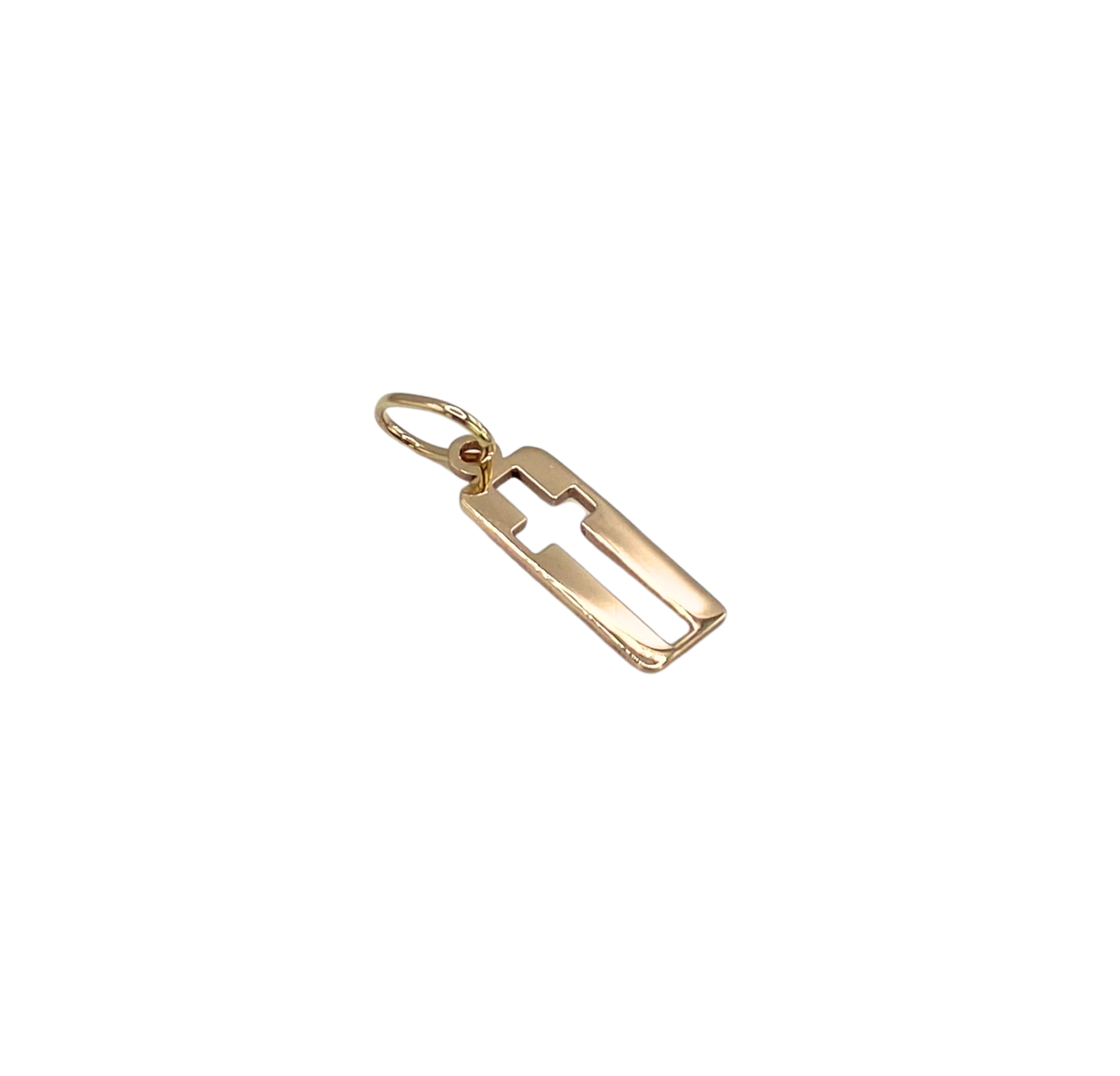 14k Gold Cross Plaque Charm