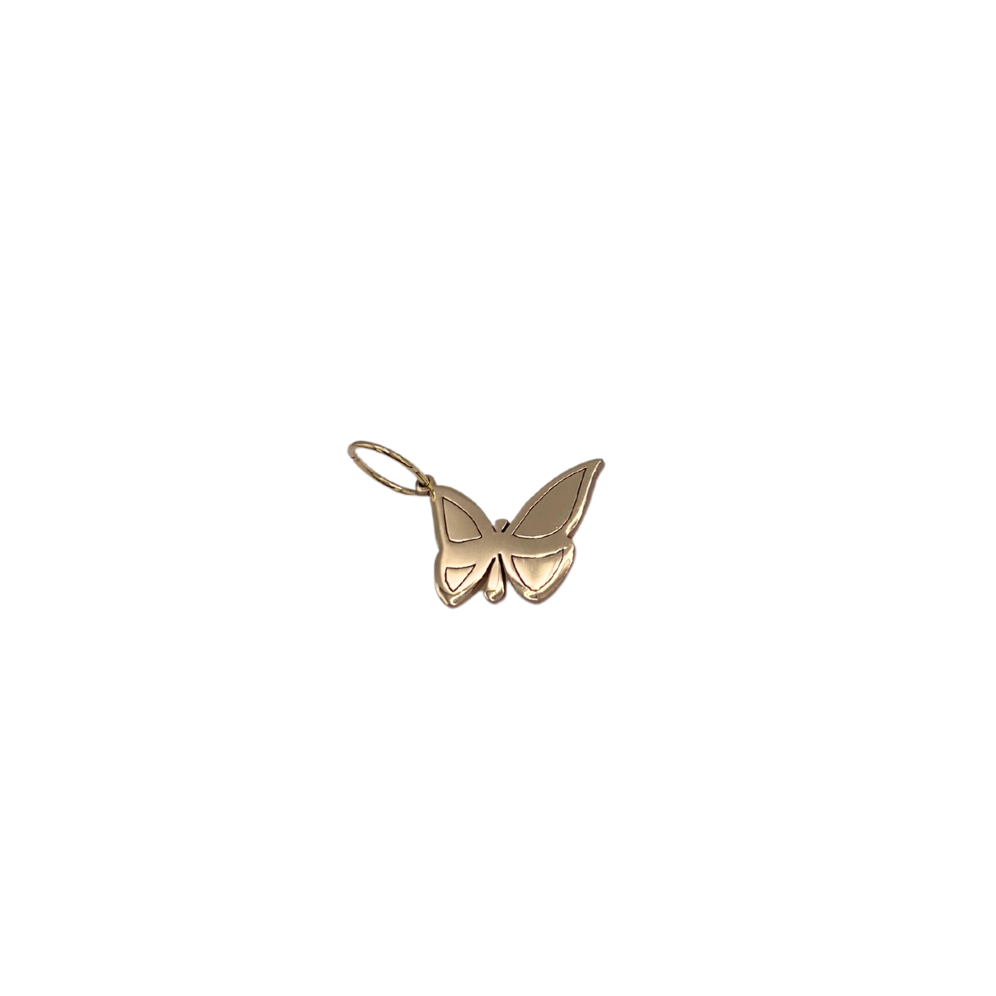 14k Gold Solid Butterfly Charm