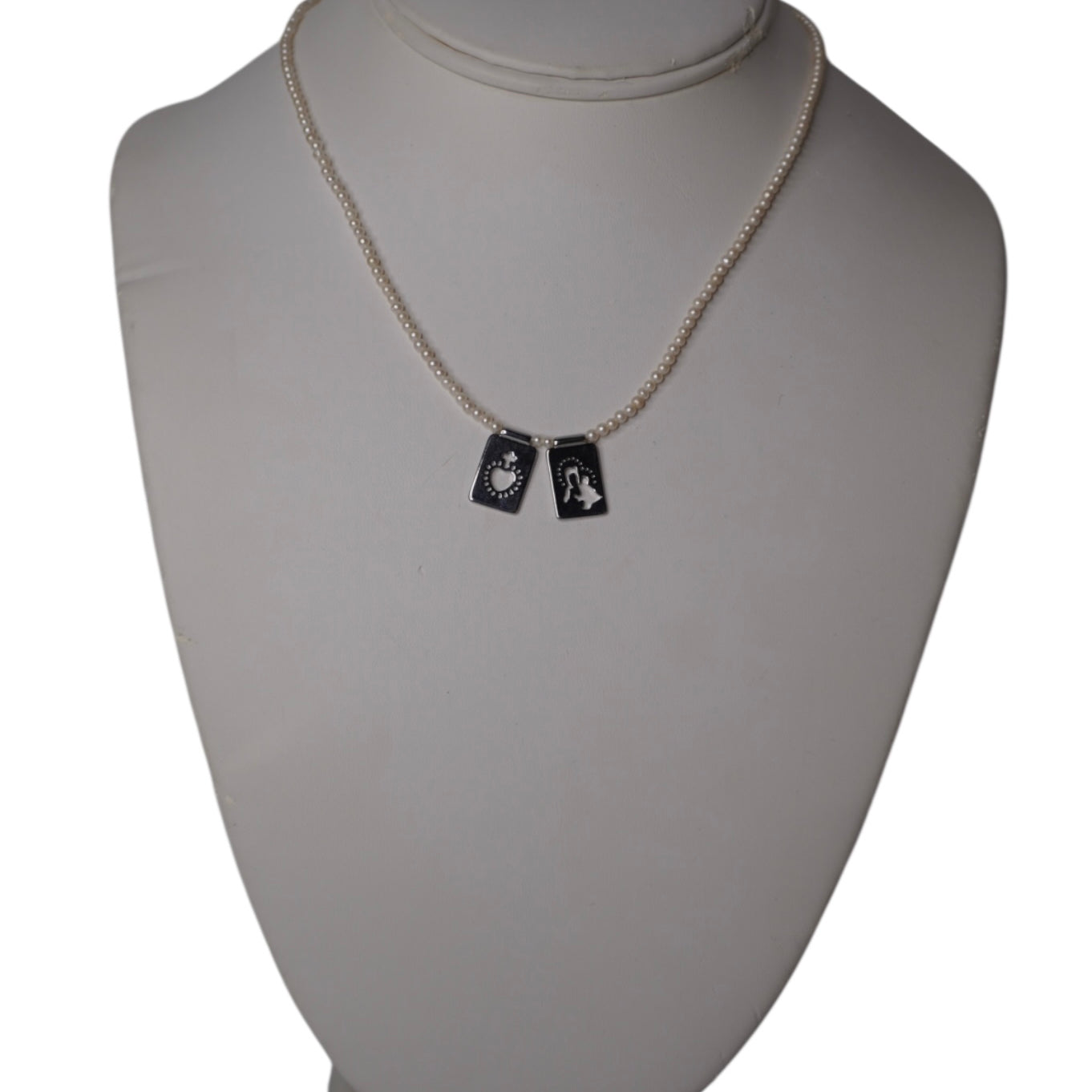 Carved Sacred Heart Pearl Scapulary