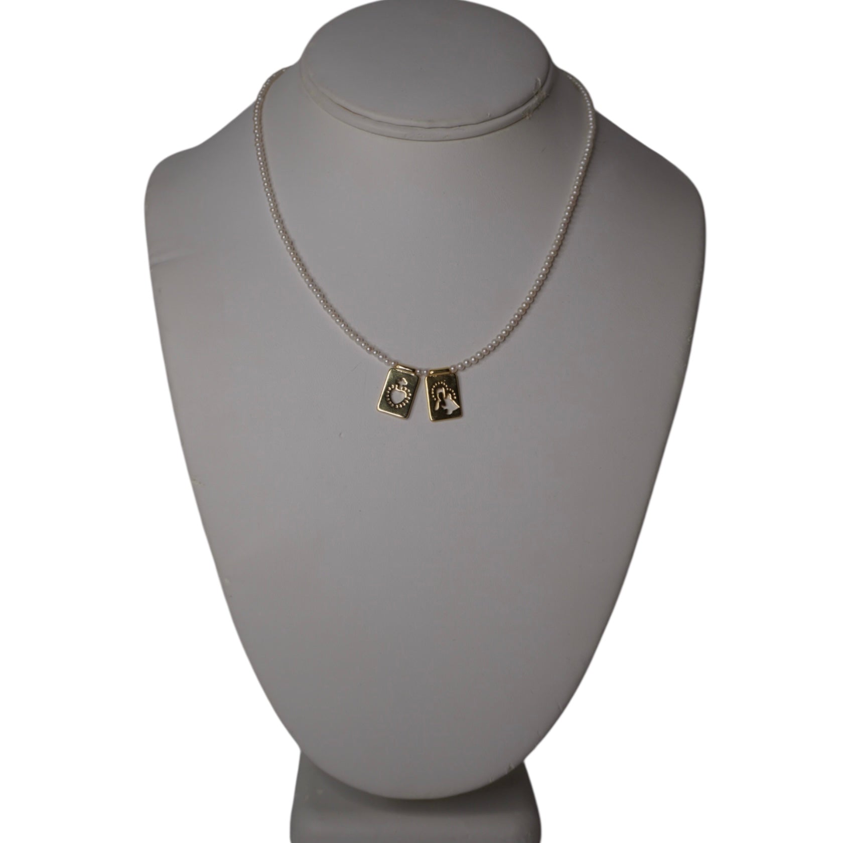 Carved Sacred Heart Pearl Scapulary